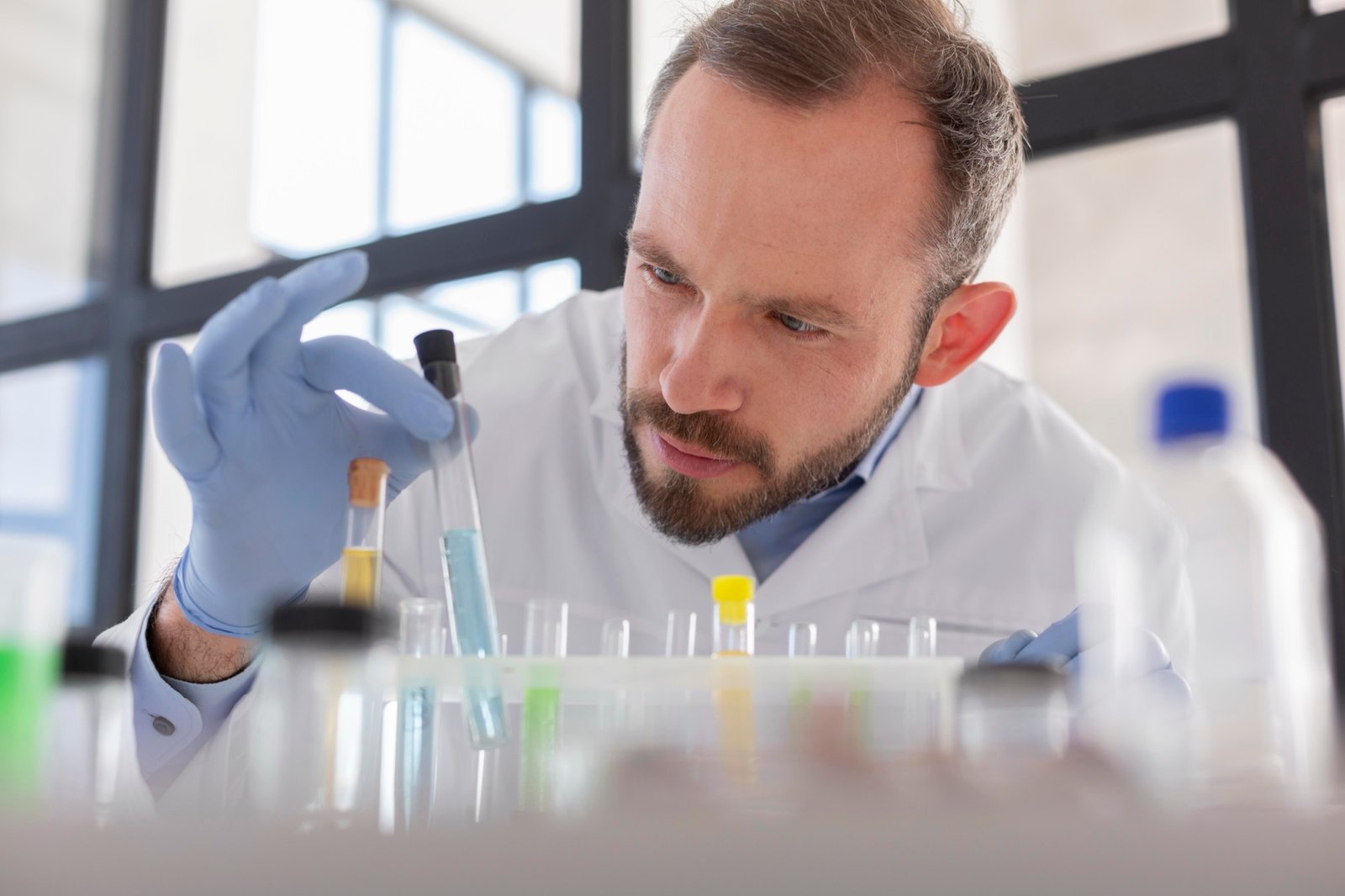 Scientist reviewing a sample in the laboratory